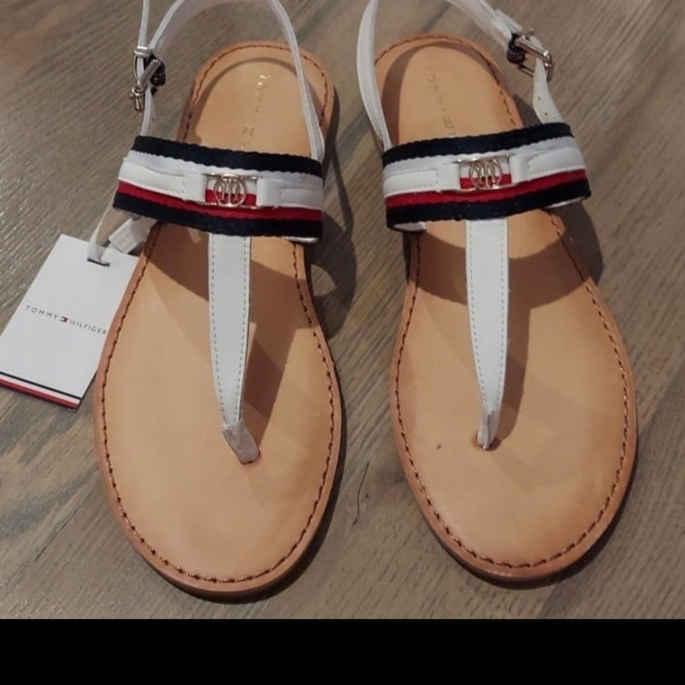 NIB Tommy Hilfiger Women's White and Blue Sandals